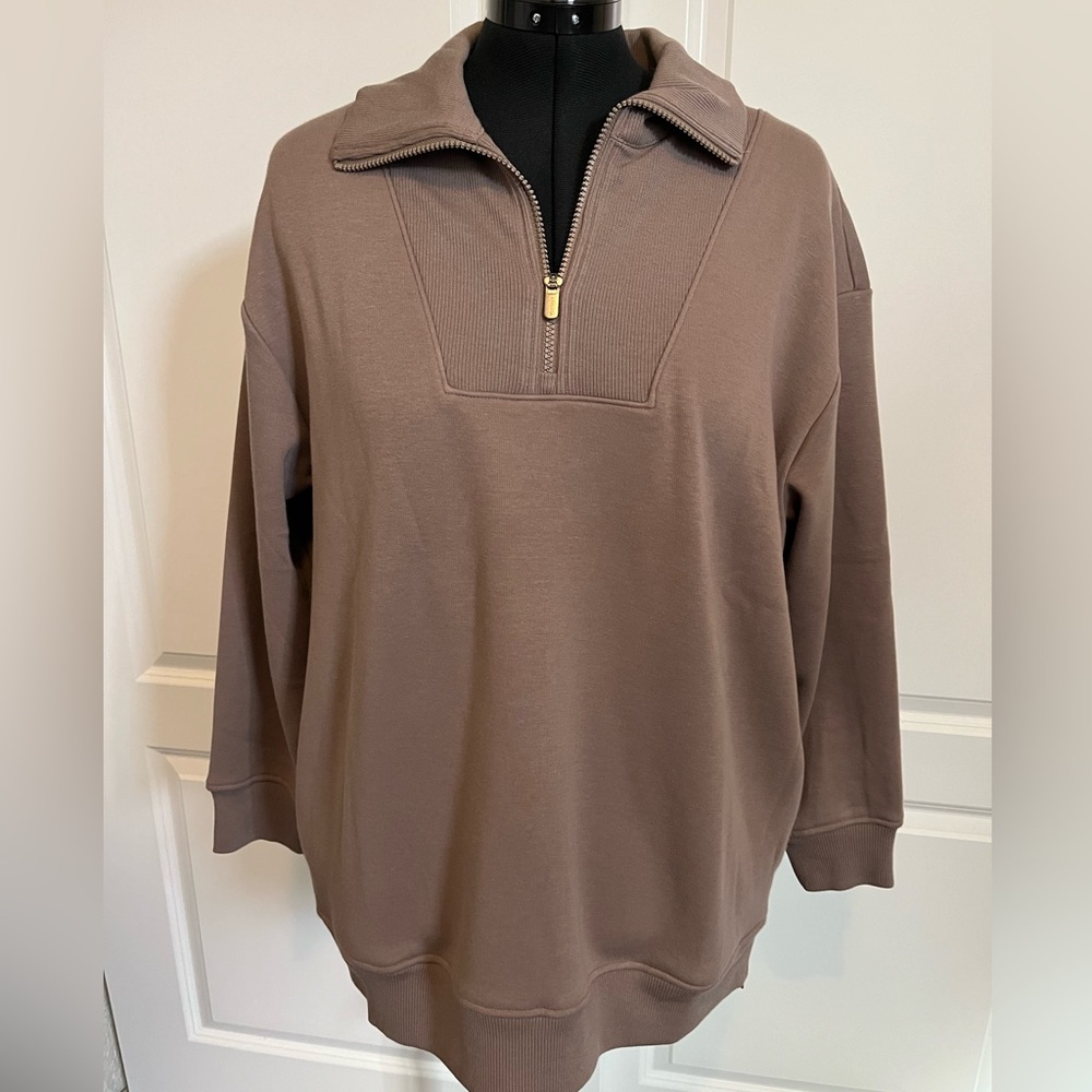 ATHLETA Brown Half-Zip Sweater